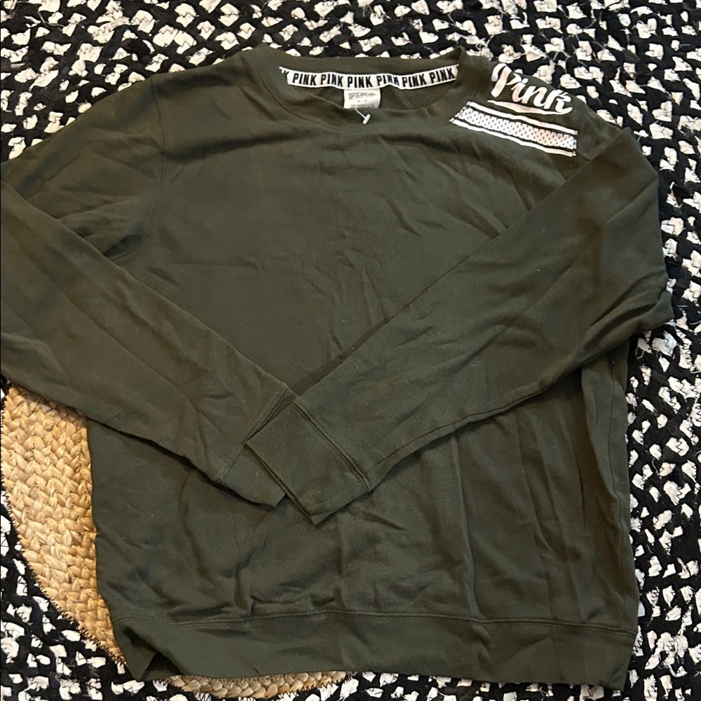 PINK olive green sweatshirt